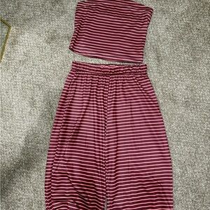 Striped Burgundy Two-Piece Set
